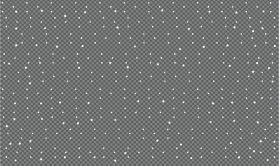 Realistic snow fallen on transparent background. Abstract dust particles, white confetti png bg. festive wallpaper element for christmas poster, flyer, new year card, realistic vector 