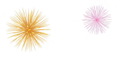 Colorful fireworks explosion with pink and orange hues on transparent background for celebration or festival event