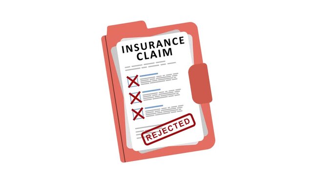 Insurance Claim Rejected stamp on document Animation