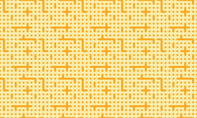 Seamless orange pixelated geometric pattern on light yellow background, perfect for digital design and retro-inspired projects