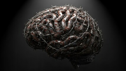 Human Brain with Barbed Wire.