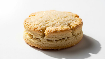 Golden Baked Buttery Scone with Granulated Sugar Topping on White Background