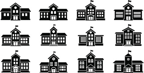School building icon isolated on white background