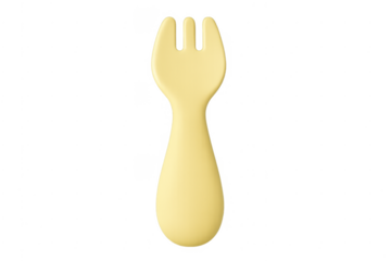 Yellow baby fork for eating mealtime food