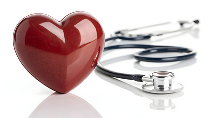 Heartfelt medical care with stethoscope and red heart