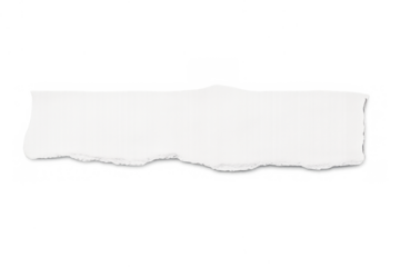 White torn paper strip with a ragged edge, blank notice or memo with copy space on a transparent background