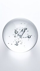 Clear orb filled with bubbles on a white background