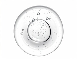Circle of clear liquid with bubbles