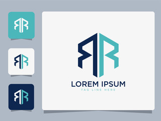 Modern Geometric RR Letter Hexagon Logo Design