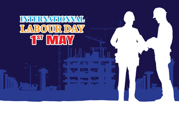 Labour day background, Construction vector background, Worker in a building site.