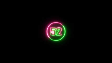 Glowing neon number background. Neon counting number text illustration.