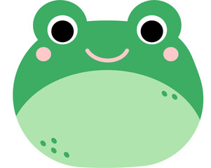 Cute Green Frog Head Cartoon Character Illustration 