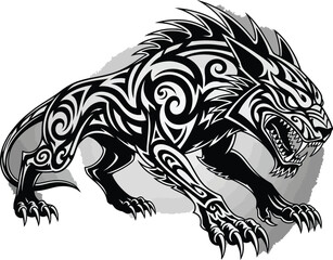 Obraz premium tribal wolf tattoo design