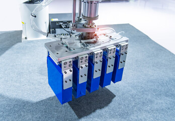 Advanced Industrial Robot Arms Assemble EV Battery Pack on Automated Production Line in Modern Electric lithium battery Smart Factory.