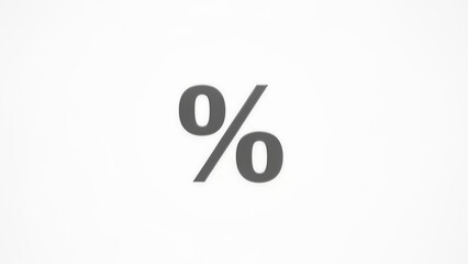 Black percent symbol on white background, percentage sign, mathematical character, typography element
