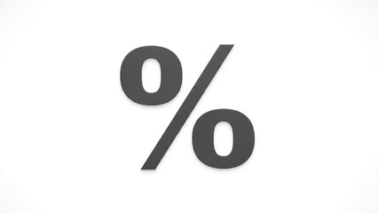 Black percent symbol on white background, percentage sign, mathematical character, typography element
