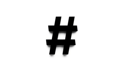Fototapeta premium Black hashtag symbol on white background, pound sign, social media icon, number sign character 