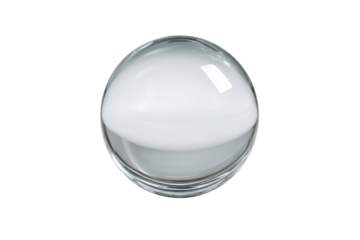 Transparent glass sphere with frosted white center on black background ball