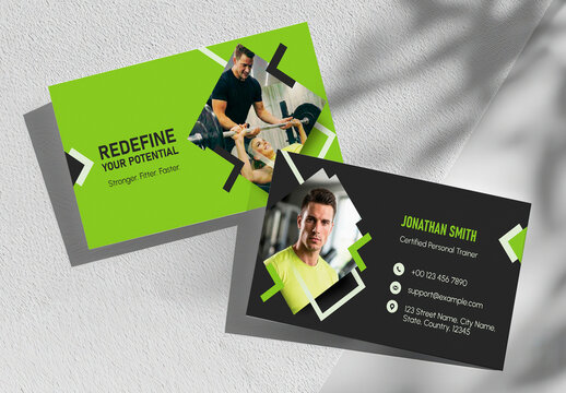 Fitness transformation motivation concept : Modern fitness business card branding design