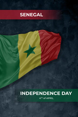 Senegal independence day greetings card with flag and text