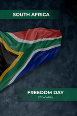 South Africa independence day greetings card with flag and text © firewings