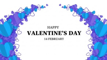 Happy valentine's day greeting with blue and purple hearts
