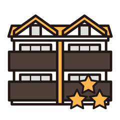 シンプルなアパートのアイコン+三つ星