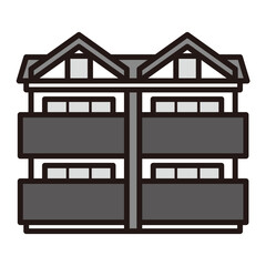 シンプルなアパートのアイコン+モノクロ