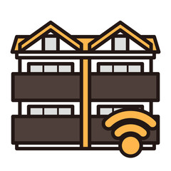 シンプルなアパートのアイコン+wifi
