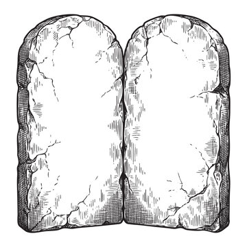 Two blank ancient stone tablets of the Ten Commandments