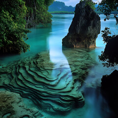 Turquoise Lagoon, Tropical Paradise, Rock Island, Blue Waters, Nature Escape, Exotic Coast, Crystal Sea, Hidden Paradise, Island View