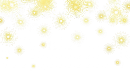 Yellow floral pattern with small flowers and subtle glow on transparent background for spring or summer design