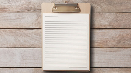 Clipboard on Wooden Background