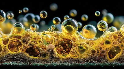 Vibrant Colorful Bubbles and Foam with Dark Background