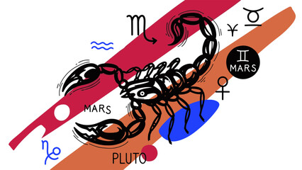 Vibrant astrological design featuring the powerful Scorpio Zodiac sign, an iconic representation of cosmic influence and personal destiny