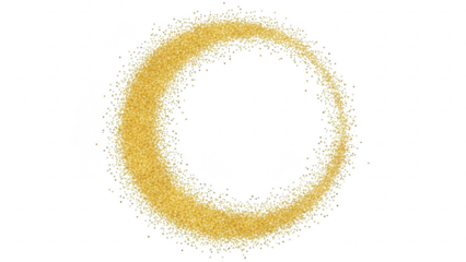 Abstract gold circle with textured appearance on transparent background for design and artistic projects