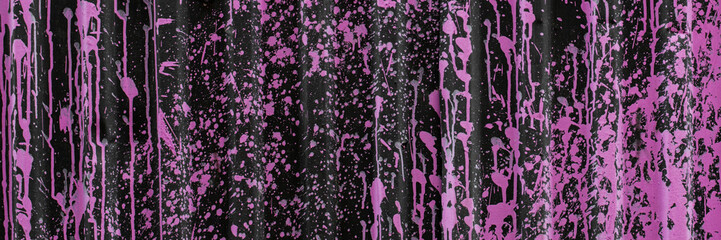 Pink Paint Splatter on Corrugated Metal. Banner.