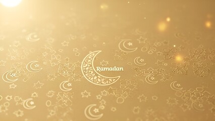 Radiant golden background featuring an elegant crescent moon and delicate star patterns, perfect for a significant spiritual observance, conveying grace and festivity