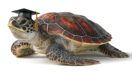 Turtle wearing graduation cap
