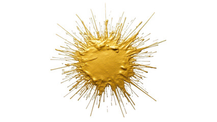 Gold splatter paint explosion with metallic finish on transparent background for celebration or art design