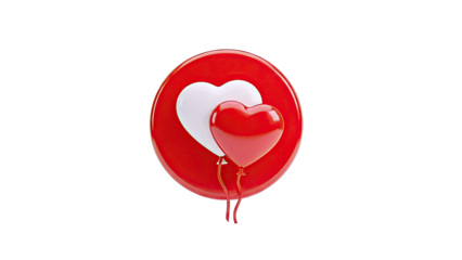 Heart Balloons and Red Circle Icon