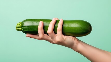 hand holding zucchini