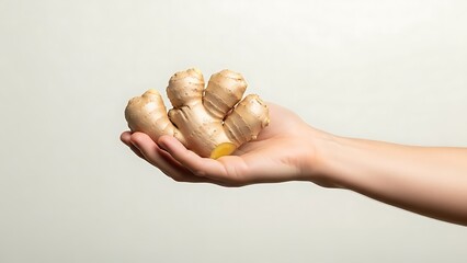 hand holding ginger root
