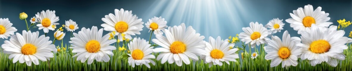 Obraz premium Beautiful daisies in a sunlit garden