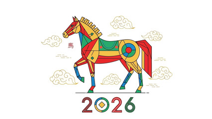 Vibrant Horse Illustration for 2026 New Year Celebration.
