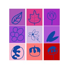 set of icons Square with abstract objects 