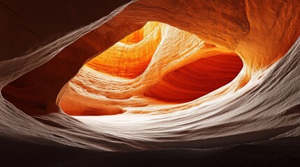 A stunning view of vibrant orange rock formations carved by nature. Light dances through this natural wonder. Explore the beauty of this artistic landscape. Generative AI