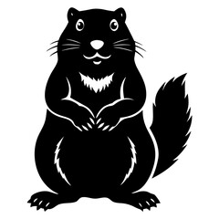 Obraz premium Clean and scalable Groundhog Day silhouette designed for fashion printing, bag designs, and creative merchandise.