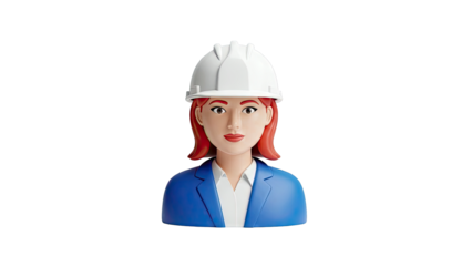 3D Illustration of a Female Engineer Wearing a Hard Hat