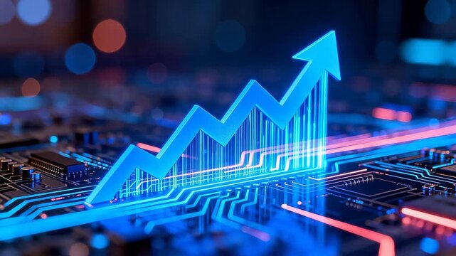 Growing arrow on circuit board
